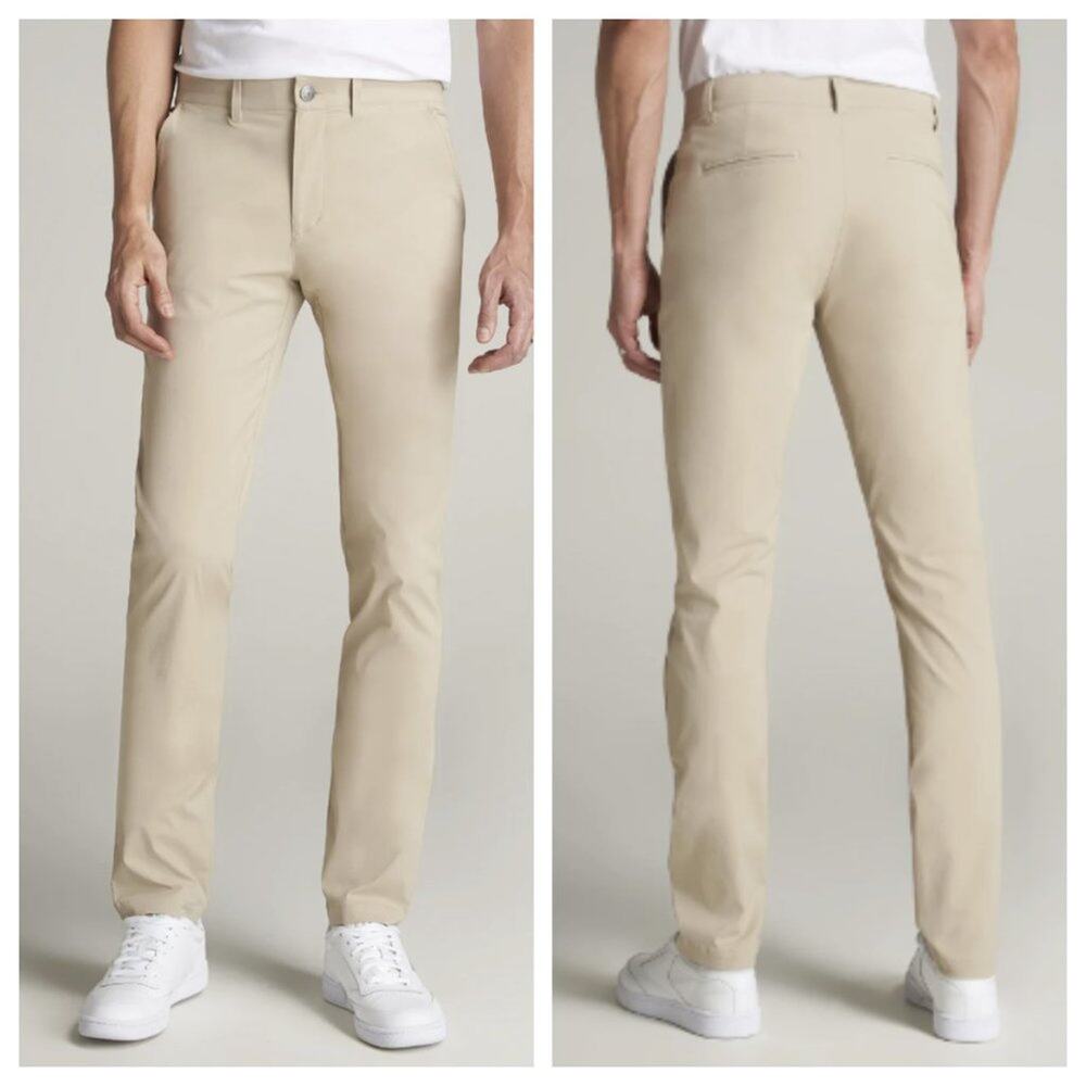 American Tall Men's Tapered Fit Traveler Chino Pants Light Khaki Size 40x36